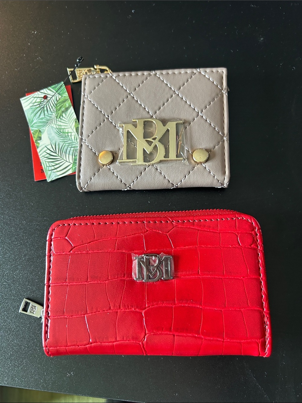 Bundle 2 New Bagdley Mischka Wallets Red Taupe